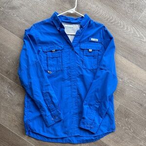 Vibrant Blue Men's Casual Button-Down Shirt